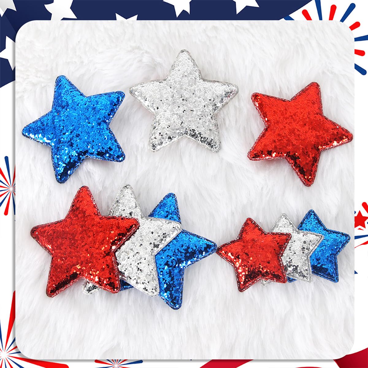 8 Pcs Star Hair Clips 4th of July Glitter Red White Blue Star Y2K Hair Barrettes Non Slip Sparkly Sequin Stars Hair Accessories for Women Girls Independence Day Hair Decoration