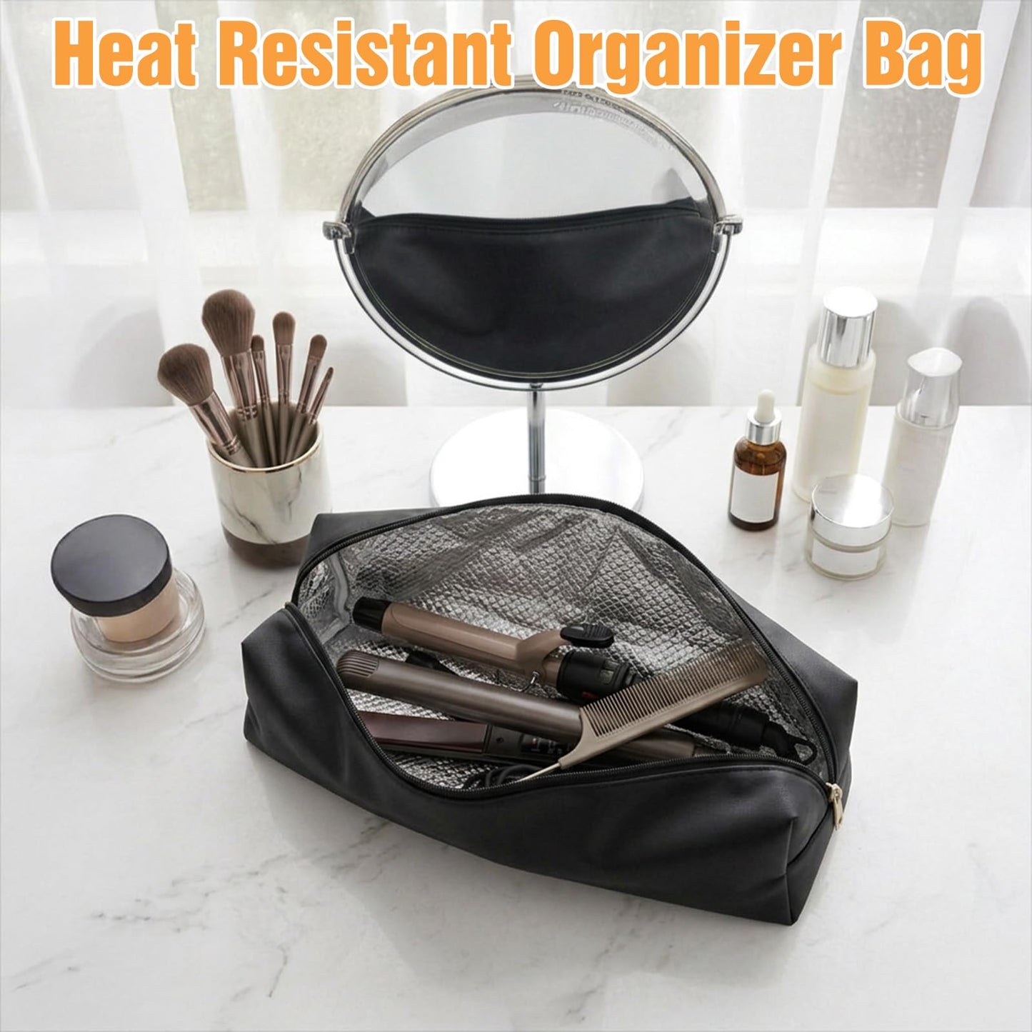 Amabro Heat-Resistant Travel Curling Iron Storage Bag Organizer Case Pouch