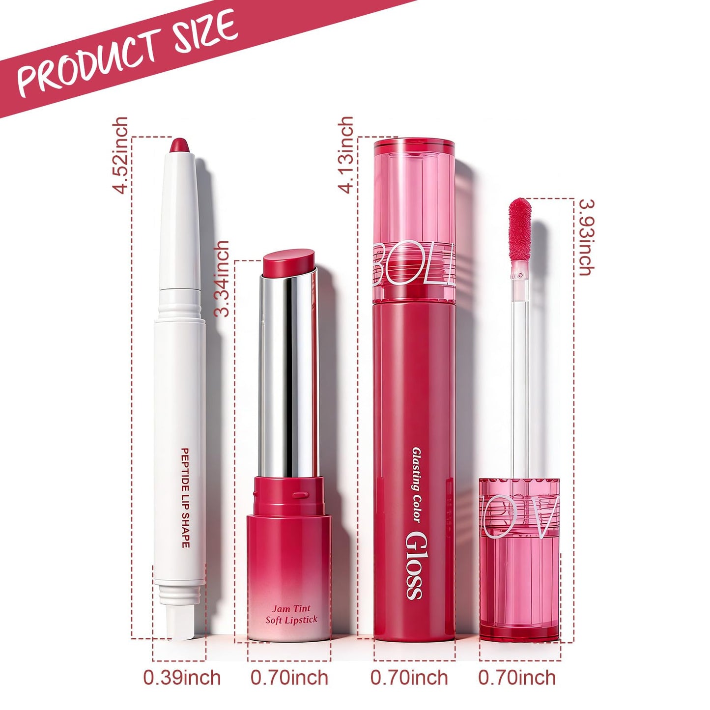 U-Shinein Pink Lip Kit With Matte Lip Liner, Lipstick and Lip Gloss Combo, Long Lasting, Highly Pigmented & Smudge Proof Makeup for Women Hydrating Formula with Natural Glossy Finish 3 Count