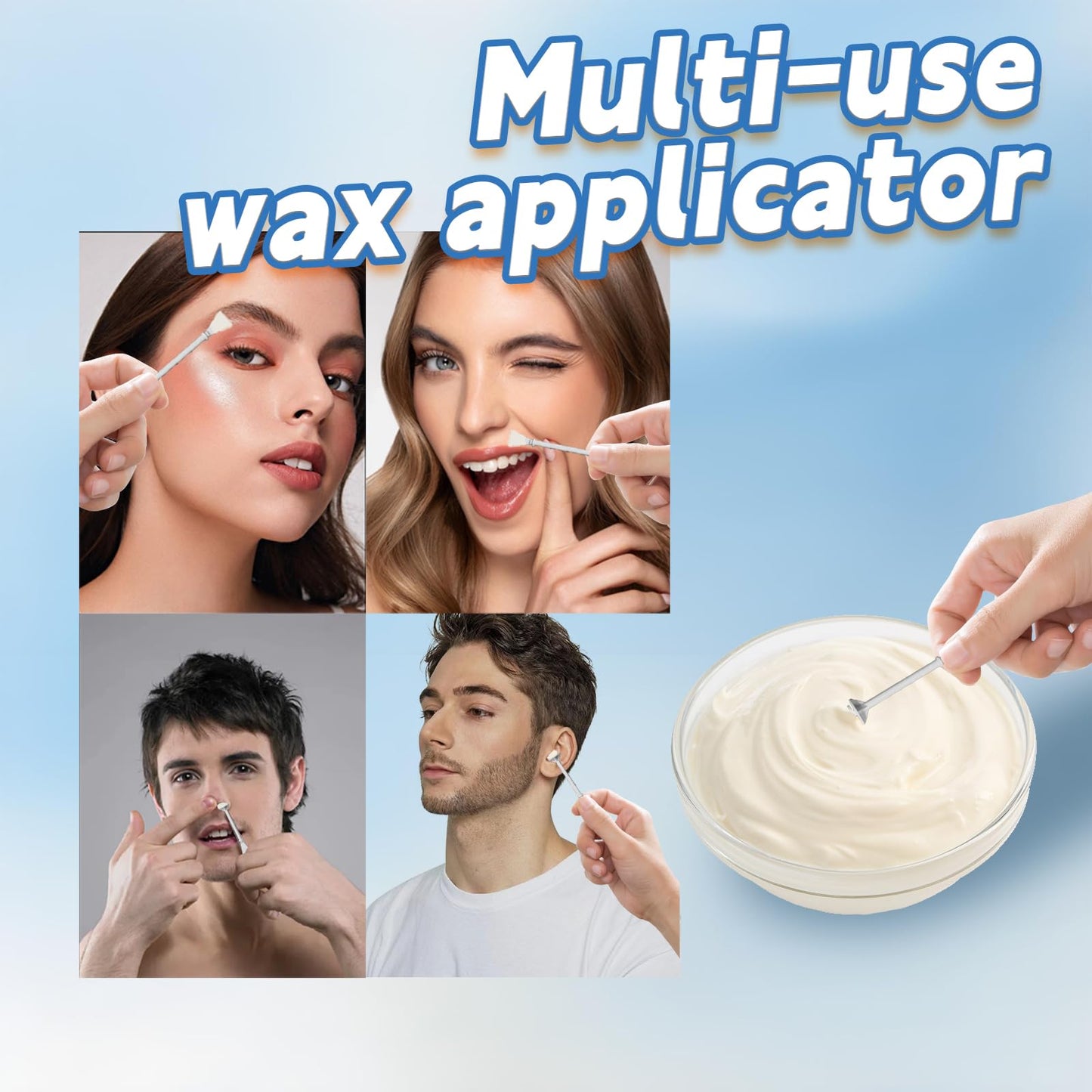 COLAYERIST 120 Pcs Nose Wax Sticks, Universal Plastic Nose Hair Wax Removal Kit with Disposable Spatulas for Men Women Nose Ear Face Eyebrow Beard Hair Removal