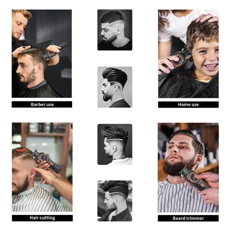 KEMEI 999 Professional Hair Clipper for Men, Cordless Electric Beard Trimmer Men, Zero Gapped T-Blade Hair Trimmer with LCD Display and 3 Guide Combs
