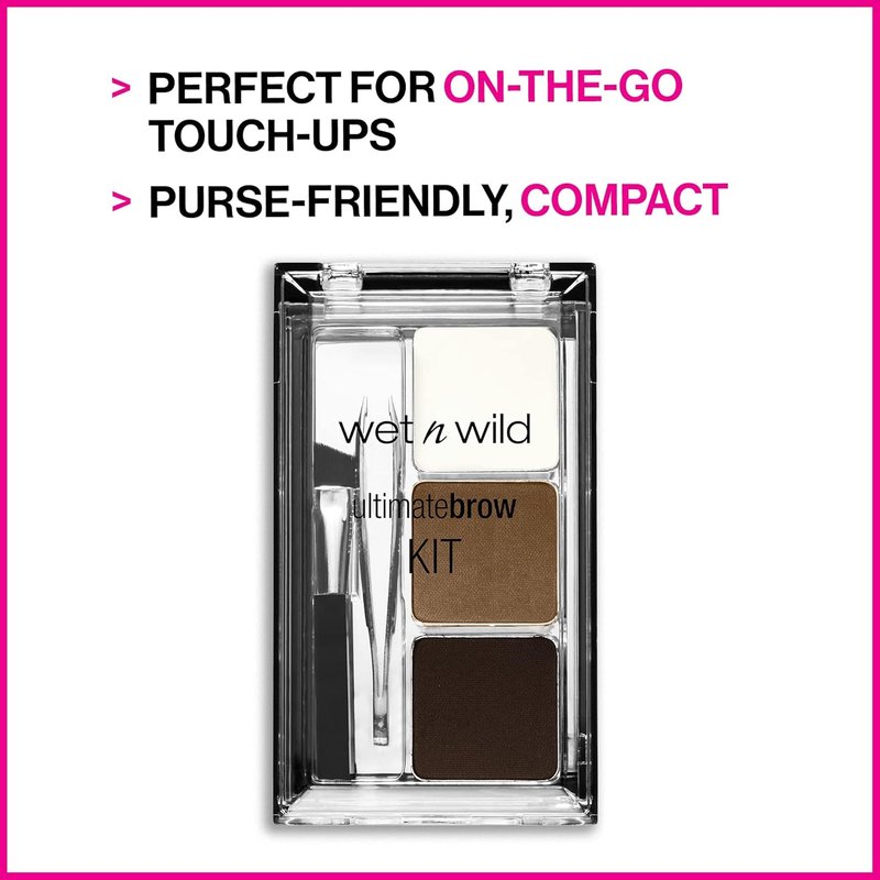 Ultimate Eyebrow Makeup Kit - Long-Lasting Matte Brow Powder, Tweezers & Brush | Dark Brown Compact