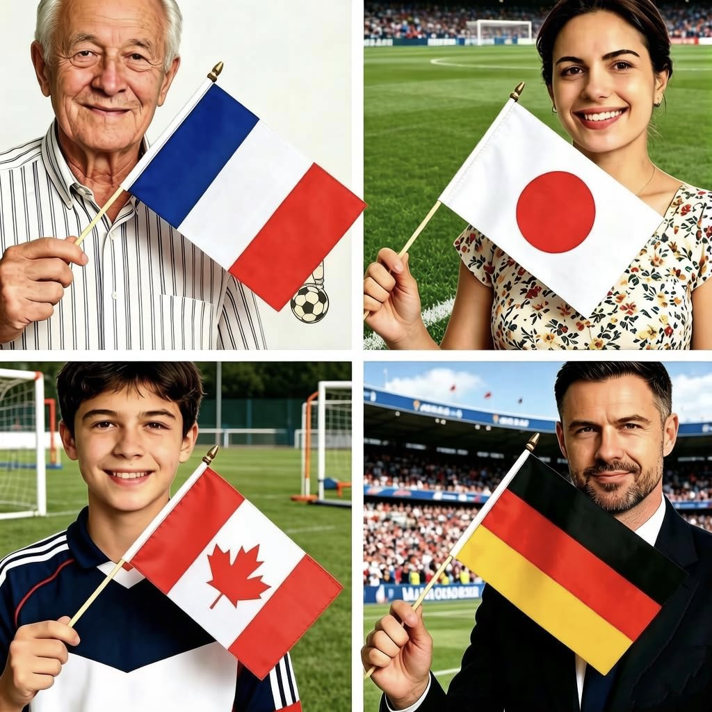 2026 World Cup Teams Flags Decorations 48 Country Small Mini Hand Held Flags with Wooden Stick, World Cup Soccer Party Sports Events Bar Club Parade Decorations,8.2 x 5.5 Inch