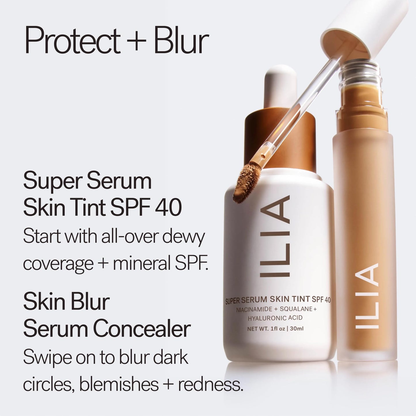 ILIA - Skin Blur Serum Concealer | Self-Setting 12-Hour Wear | Medium Coverage | Crease-Resistant | Hydrating | Safe for Sensitive Skin, Clean, Cruelty-Free & Vegan (34N Jersey, 0.2 fl oz | 6 ml)