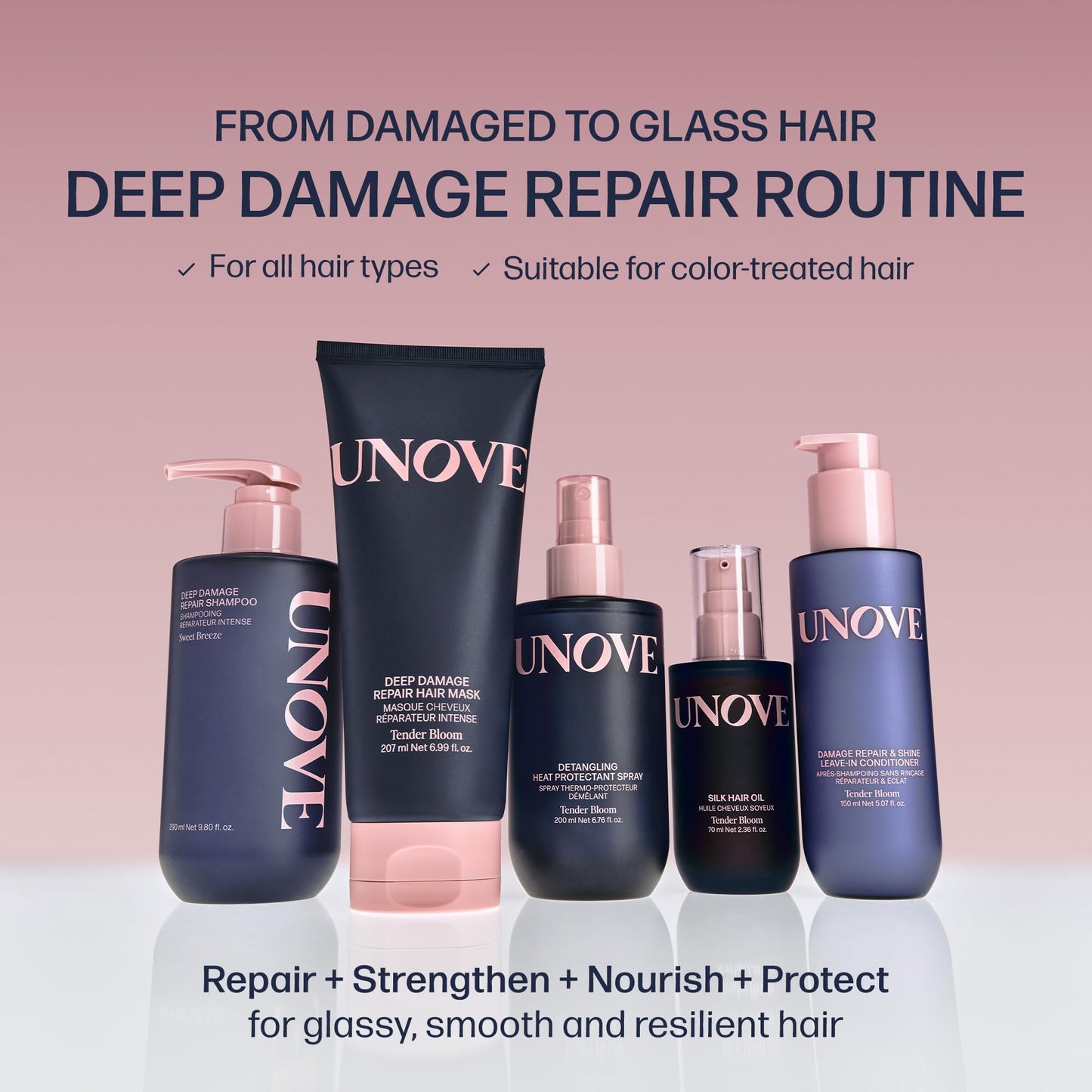 UNOVE Deep Damage Silk Oil Essence Hair Serum 70ml/2.4fl.oz | Nourishing Hair Oil for Dry, Frizzy, and Damaged Hair | Lightweight Smoothing Serum | Frizz Control and Split End Care | Heat Protection