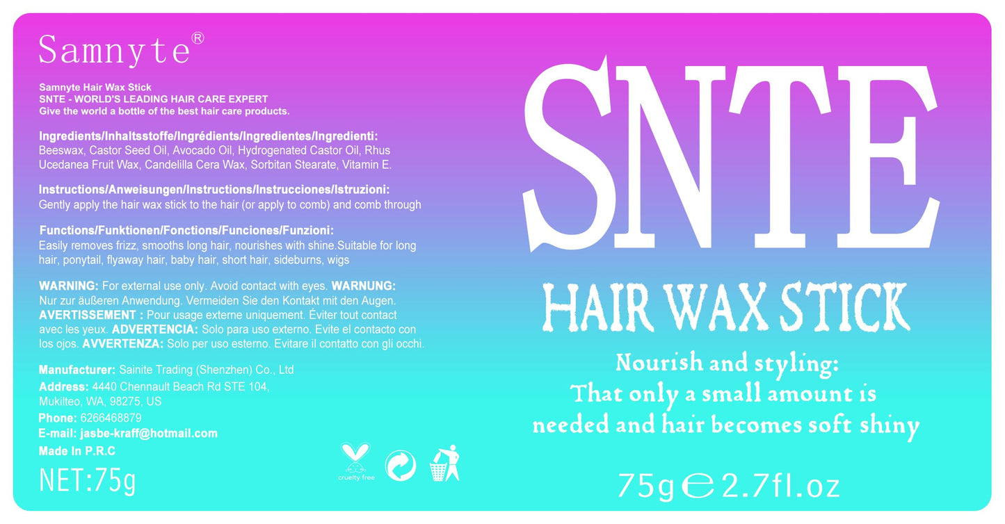 Samnyte Hair Wax Stick for Girls Women, Wax Stick for Hair, Tamer for Flyaway, Hair Accessories Slick Stick & Hair Bun Maker for kids to Ponytail, Bun, Braids, Gifts for Teen Girls, 2.7 Fl Oz
