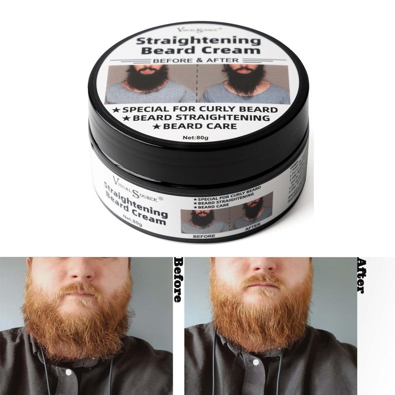 visualsource Straightening Beard Cream, 2.8oz Effective Styling Conditioner Mustache Cream Supplies To Straighten Reducing Frizz Coarse Moisturizing Softening Natural