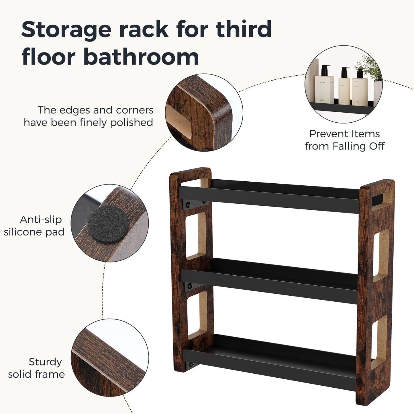 UJQSUN Bathroom Organizers and Storage,Bathroom Counter Organizer,Bathroom Counter Shelf,Bathroom Sink Organizer,Vanity Organizers,Vanity Storage,Perfume Display,Perfume Storages(Brown 3 Tier)