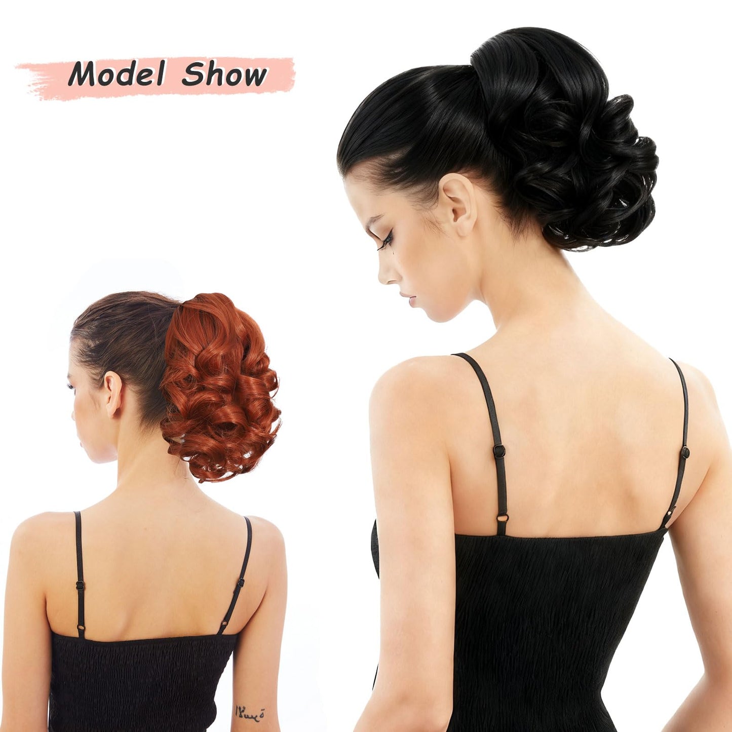 HEWEICSY Ponytail Extension, Clip on Ponytails for Women, 9" Claw Clip in Short Curly Wavy Pony Hair Extension for Women - Light Golden Brown