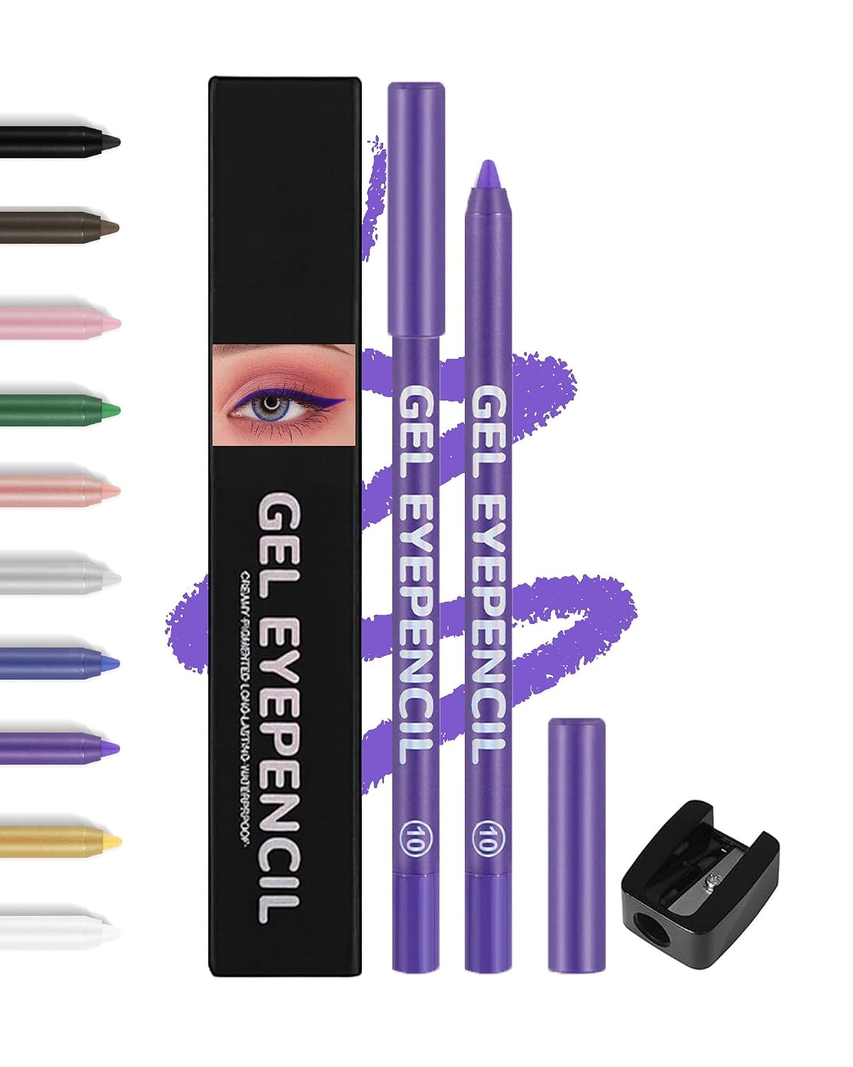 Brown Gel Eyeliner Pencil - Waterproof High-Pigment Matte Eye Liner | Long-Lasting & Hypoallergenic, Smooth Application