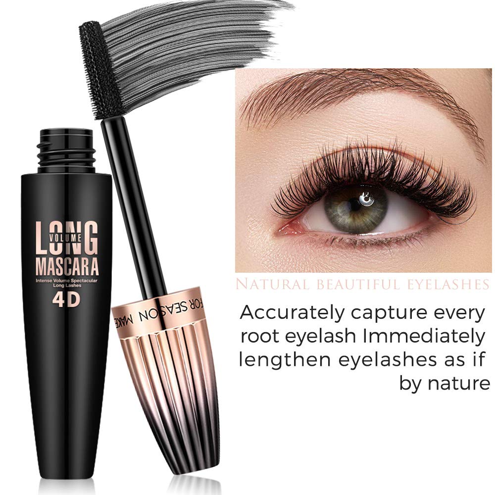 4D Silk Fiber Lash Mascara - Waterproof Volume & Length, Smudge-Proof Black Formula for Fuller Lashes | 1 Pack