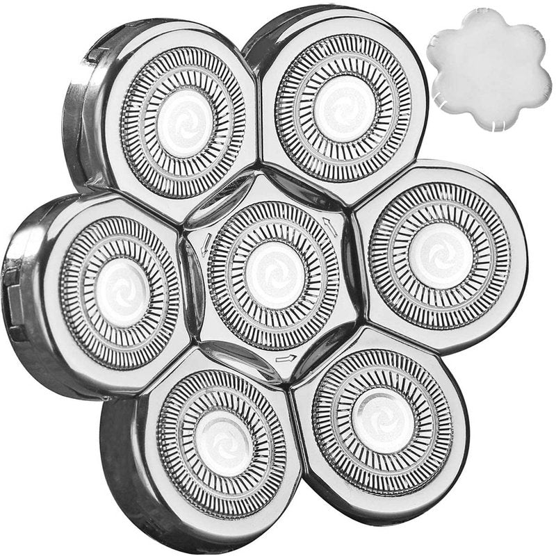 Universal 7 Blades Head Shaver Replacement Heads for Mainstream Shaver Brands, Eelectric Shaver Replacement Replacement Blades (7D Silver)