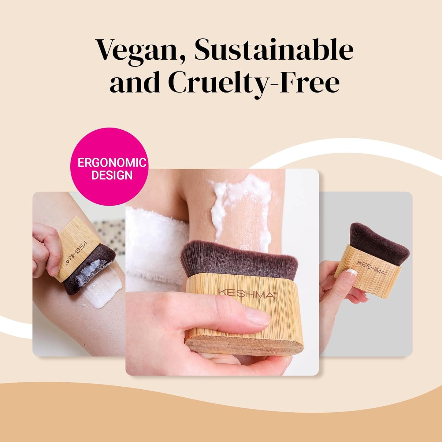 Keshima Self Tanner Brush - Large Kabuki Tan Applicator for Smooth, Even Coverage | Face & Body