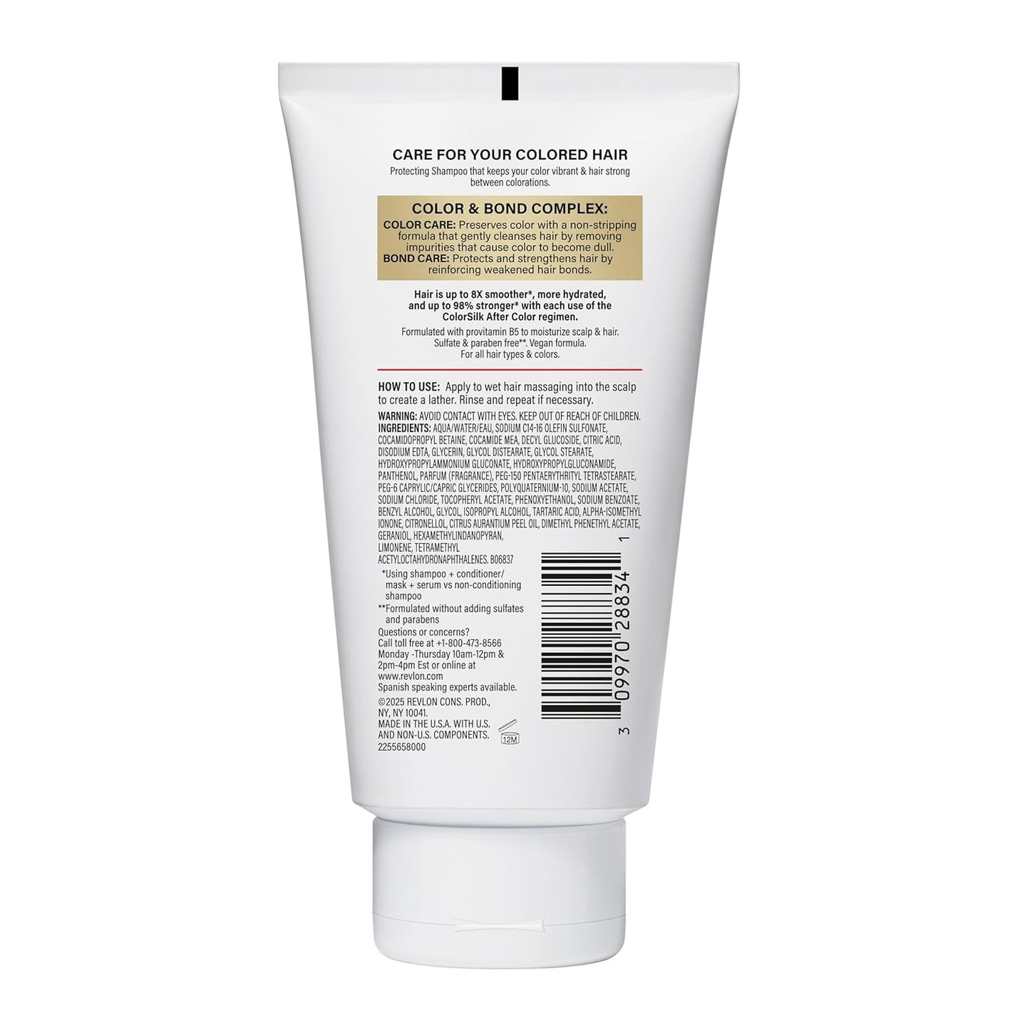 Revlon ColorSilk After Color Shampoo - Moisturizing & Bond Repairing | Vegan, Sulfate-Free, 7.10 fl oz