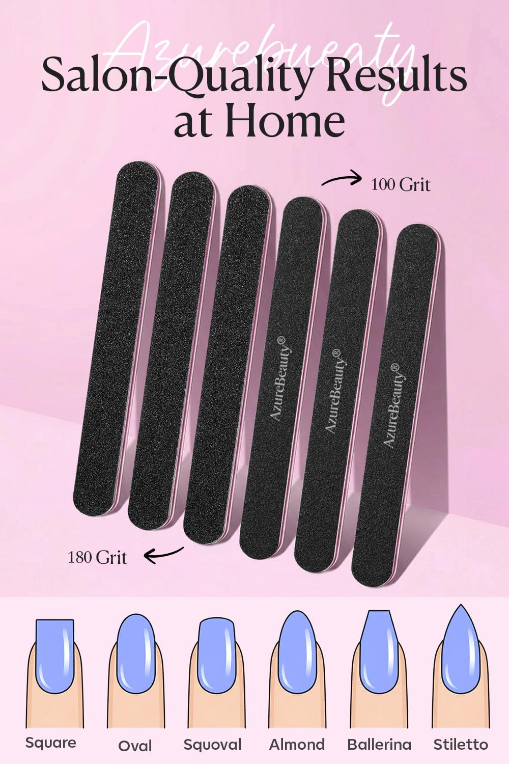 Nail Files and Buffers - Professional 12-Piece Manicure Tools Kit | 100/180 Grit for Natural Nails