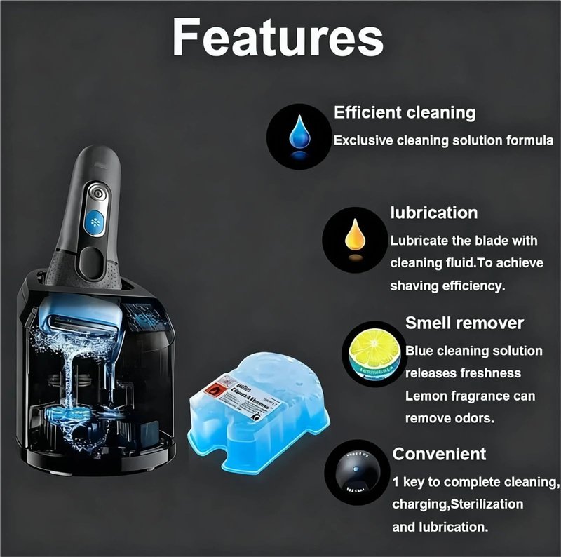 Shaver Cleaning Fluid. Compatible For Braun Clean & Renew Refill Cartridges CCR, For For Series 3 5 7 9, Residual Hair & Skin Particles, Lemon Scen(2PCS)