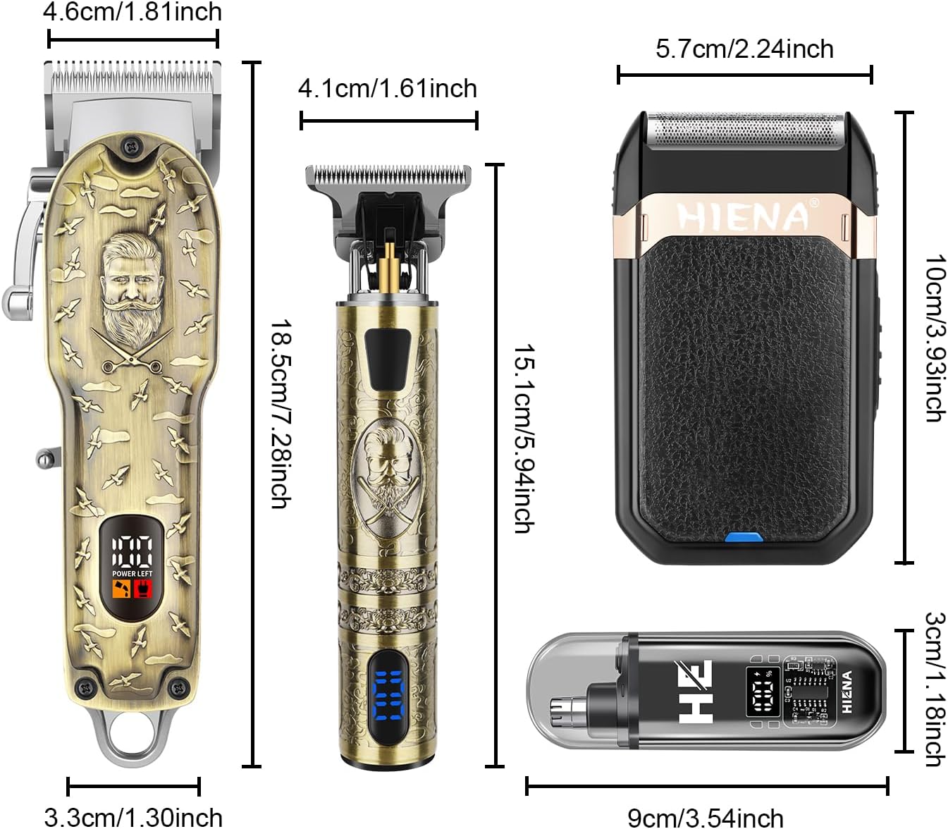 HIENA PRO Hair Clippers - Cordless Barber Clipper & T-Blade Trimmer Set | Men's Hair Cutting Kit