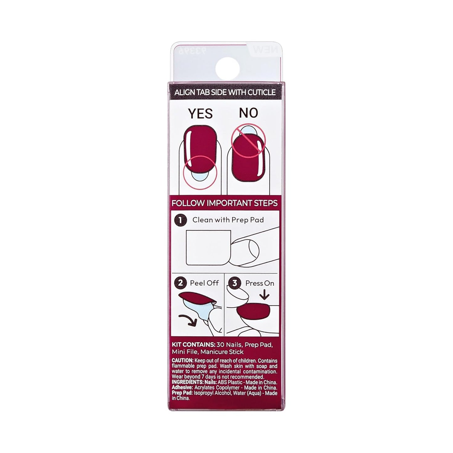Impress No Glue Press-On Nails - Maplewood Red Oval | 30 Nails, Prep Pad & Manicure Tools