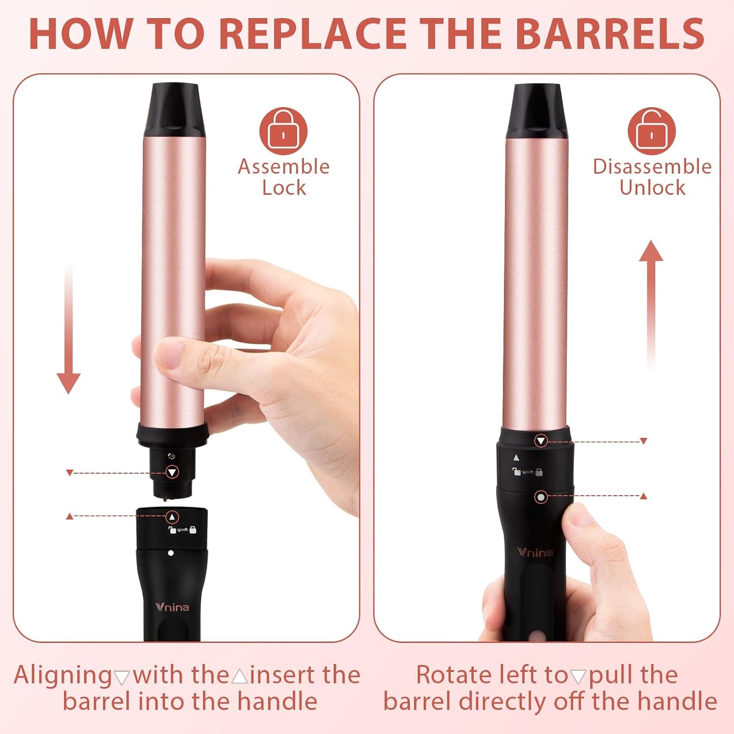 5-in-1 Curling Wand Set - Ceramic Interchangeable Curling Iron with Thermal Brush | Fast Heating, Dual Voltage, Includes Comb & Clips