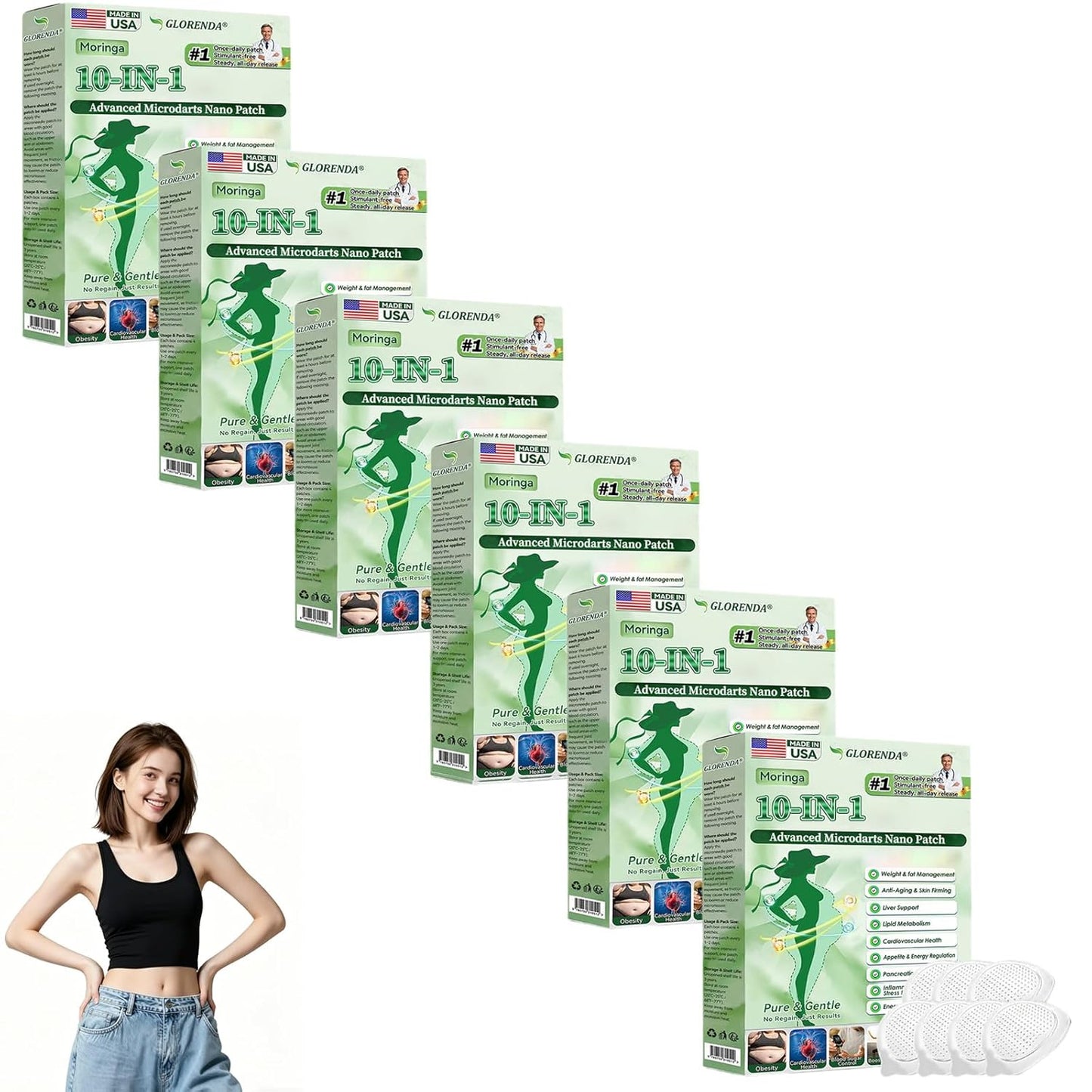 Moringa 10-in-1 Nano Microdarts Patch - Natural Skin Treatment for All Skin Types | 3 Boxes