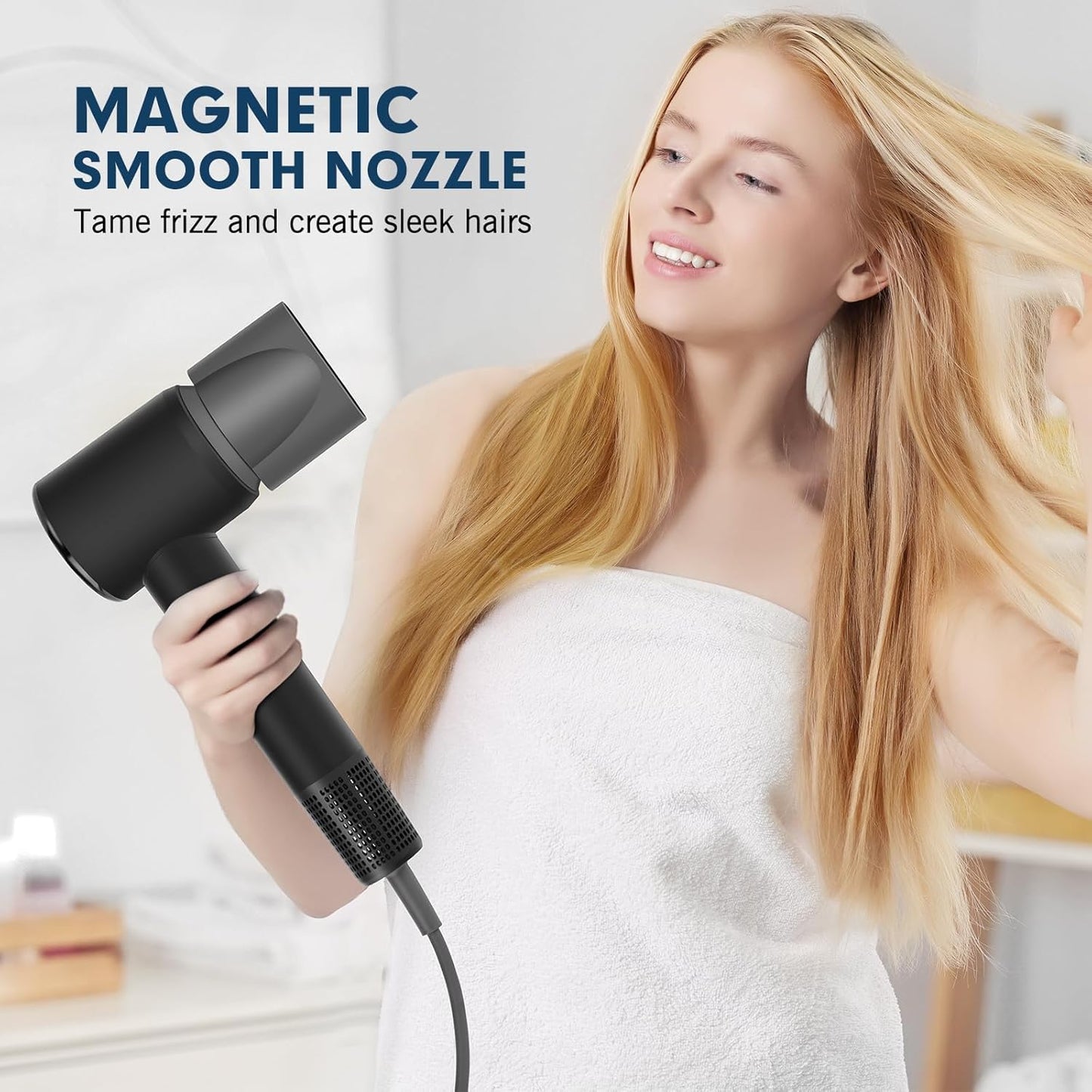 Ionic Hair Dryer - High-Speed 1600W Diffuser for Fast Drying | Lightweight & Low Noise (Black)