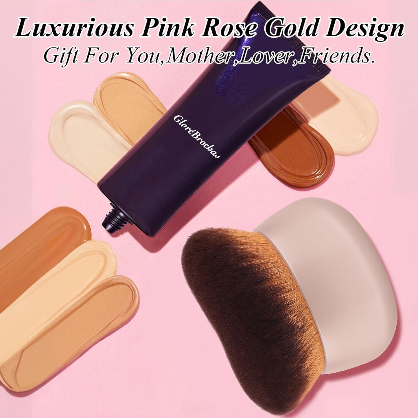 Extra Large Self Tanner Kabuki Makeup Brush - Ultra Soft Vegan Bristles for Body Makeup | Khaki, Wet & Dry