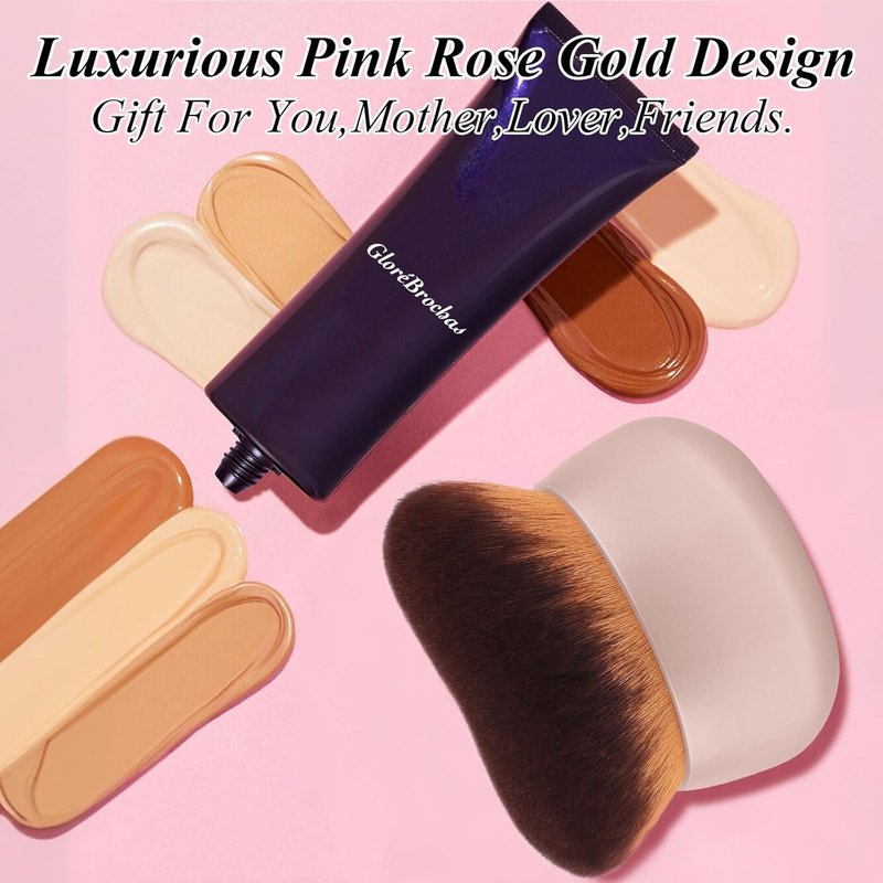 Extra Large Self Tanner Kabuki Makeup Brush - Ultra Soft Vegan Bristles for Body Makeup | Khaki, Wet & Dry