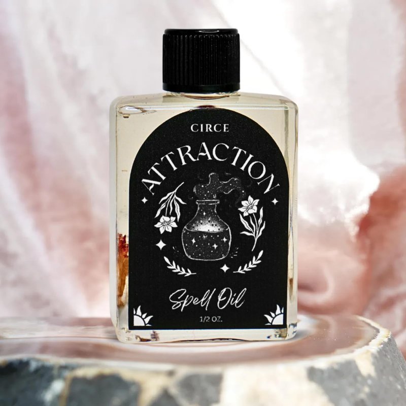 CIRCE Attraction Spell Oil - Enhance Magnetic Energy, Invite Positivity & Love - Add to Bath, Use in Rituals, Wear as Fragrance to Align w/Desires - Rose Petals, Cinnamon Chips & Grapeseed Oil- 1/2oz