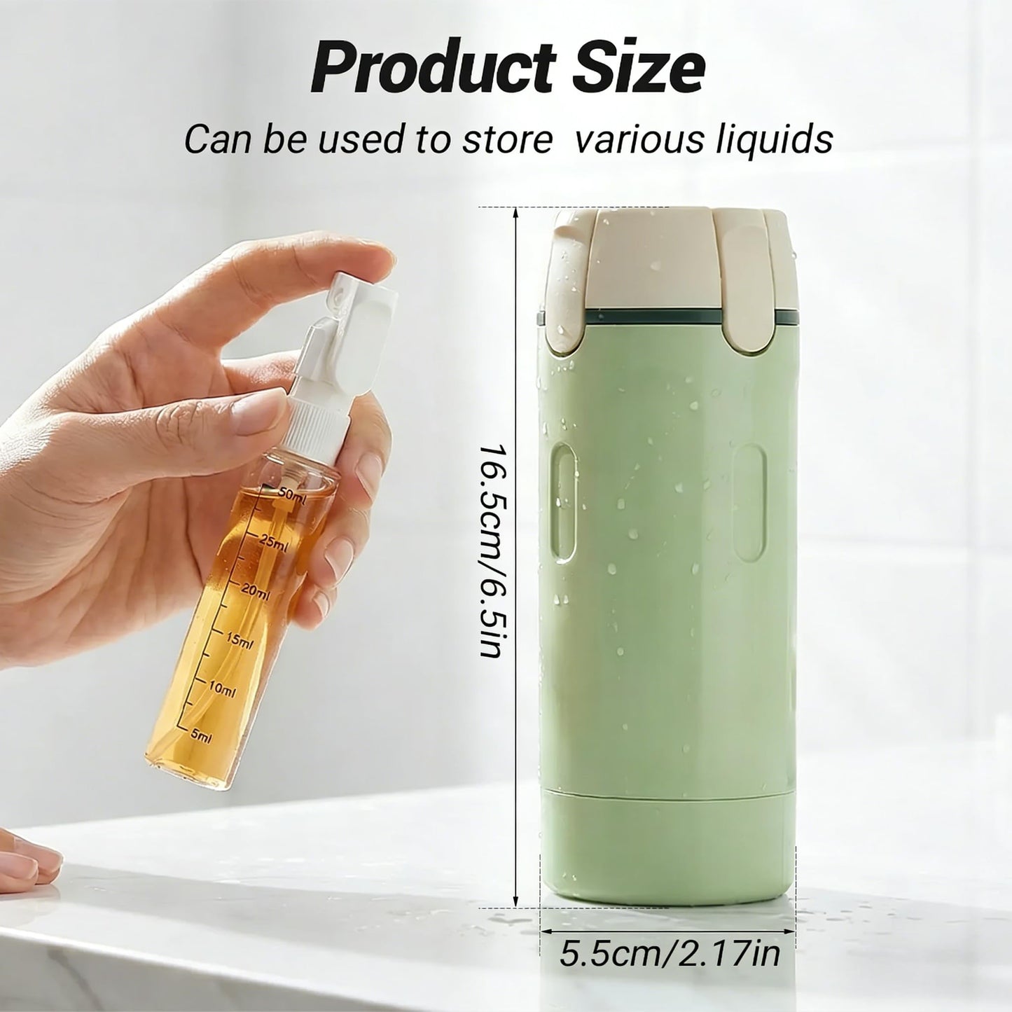 PUNHAIL 4 in 1 Travel Dispenser Bottle, 2026 New 4 Pack 30ML Travel Bottles for Toiletries, 4-in-1 Refillable Travel Dispenser Bottles, Portable Travel Containers for Shampoo Conditioner (1, Green)
