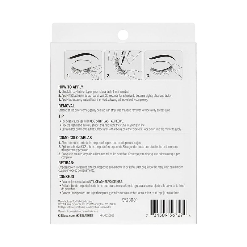 Kiss False Eyelashes - Natural Wispy 14mm Strip Lashes | 5 Pairs, Reusable, Lightweight, Easy Application