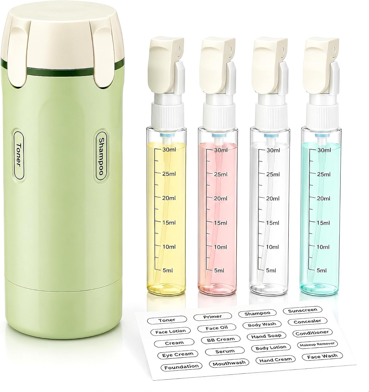Travel Dispenser Bottles - 4 Pack 30ML Leakproof Toiletry Containers | TSA Approved for Shampoo & Lotion