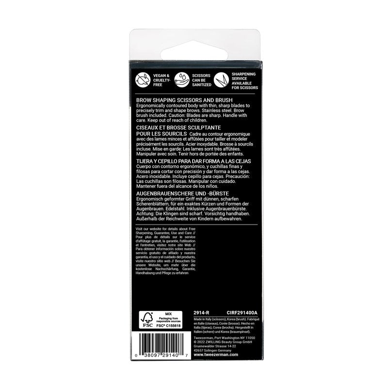 Tweezerman Stainless Steel Eyebrow Shaping Scissors & Brush - Eyebrow Trimming Set for Women and Men