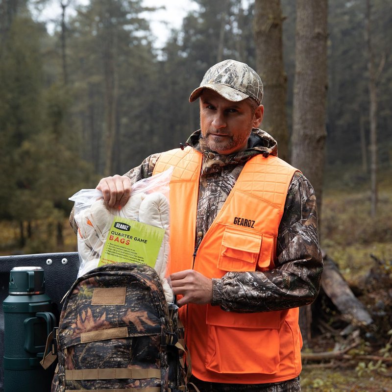 GearOZ Elk Game Bags Hunting Meat Bag 5-Pack Reusable Rolled Heavy Duty Quarter Bags, Durable Hunters' Game Bags Large Enough for Elk/Caribou/Deer/Moose, 48" x4, 28" x1