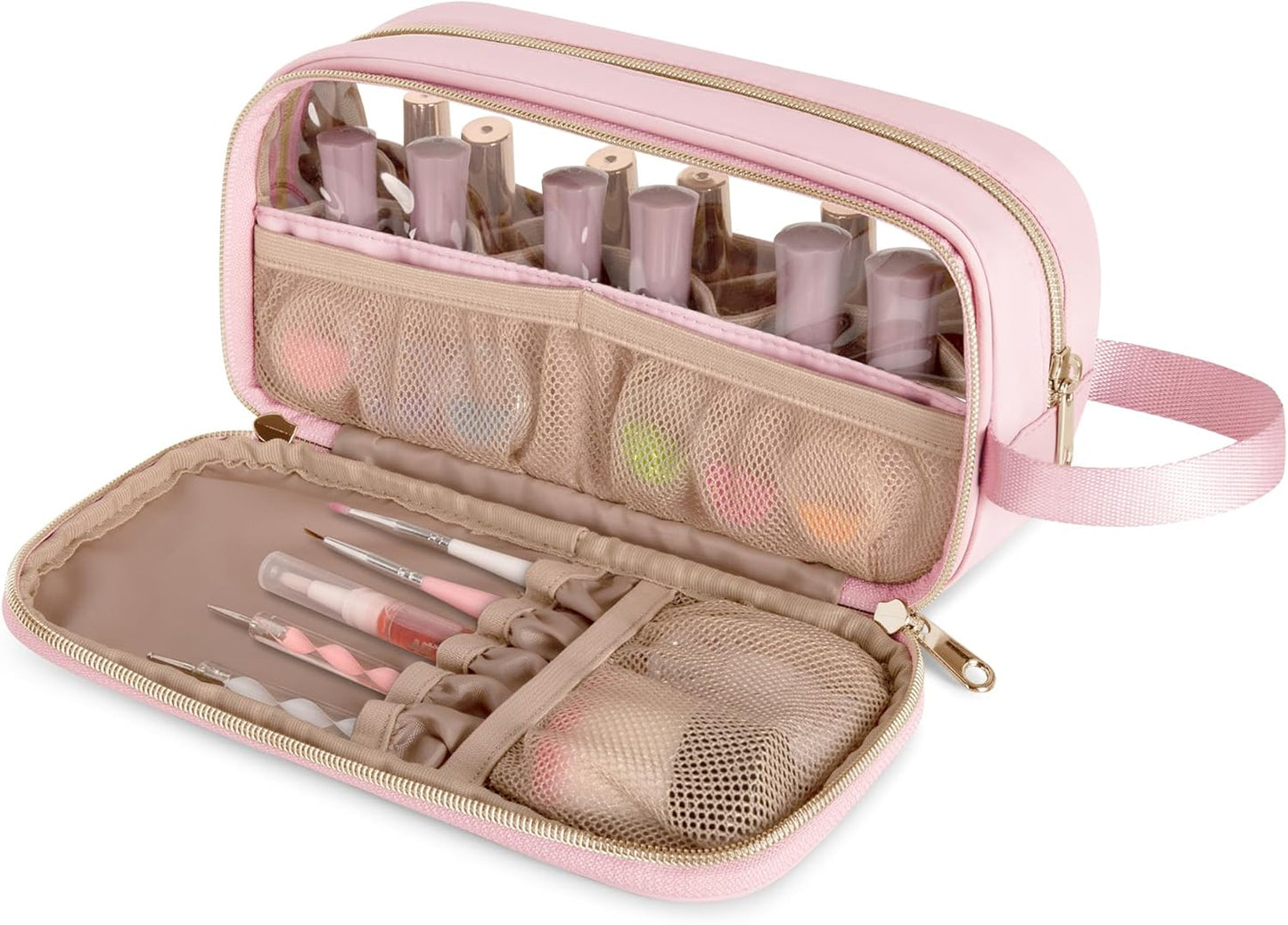 Nail Polish Organizer Case - Holds 12 Bottles (15ml) | Clear Window Storage Bag in Black