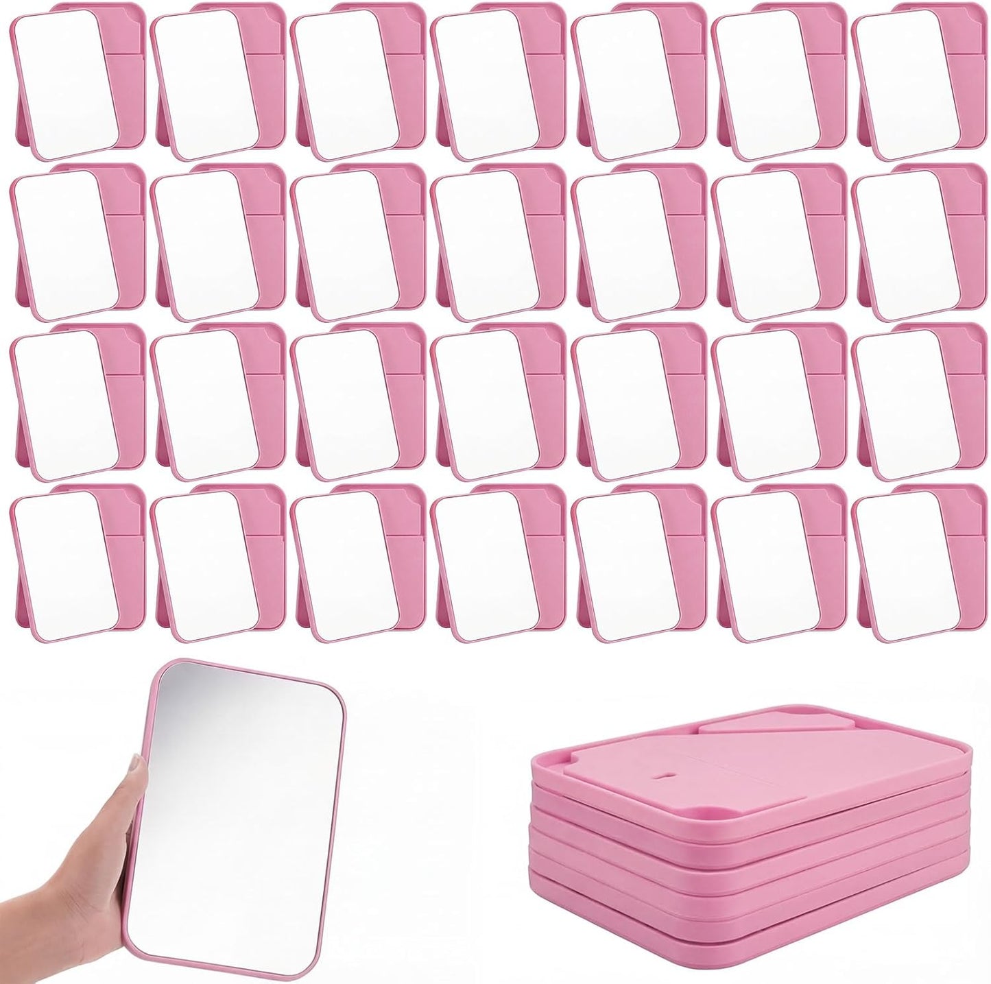 Cinnvoice 24 Pack Desktop Makeup Mirrors - 90° Adjustable Folding Vanity Mirrors | Portable for Travel & Spa (8")