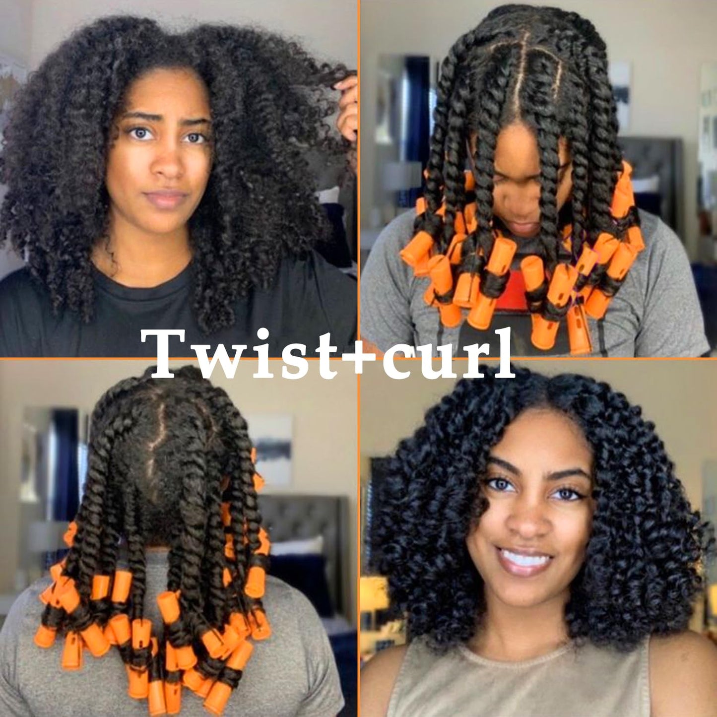 Orange Perm Rods Set - 20 Heatless Curling Rollers for Natural Hair | Ideal for Long, Medium, and Short Styles (0.87 Inch)