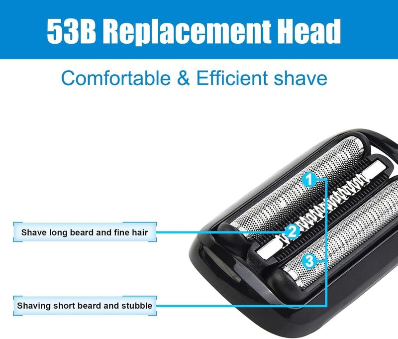 53B Shaver Head Replacement,Compatible with Series 5/6 Shavers foil 5020cs 5018s 5035s 5049cs 5050cs 6020s 6040cs 6075cc,2Packs