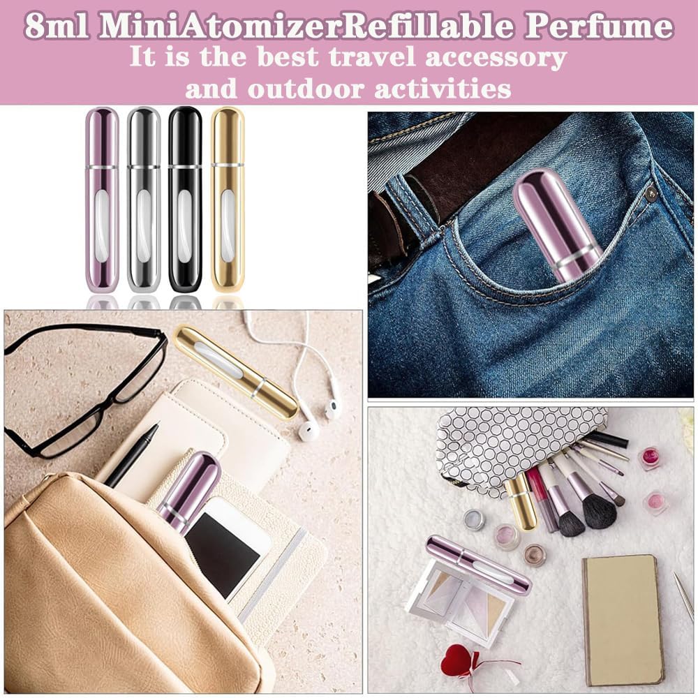 Travel Perfume Atomizer Refillable - 4PCS Mini Perfume Spray Bottles for Men & Women | Travel Size