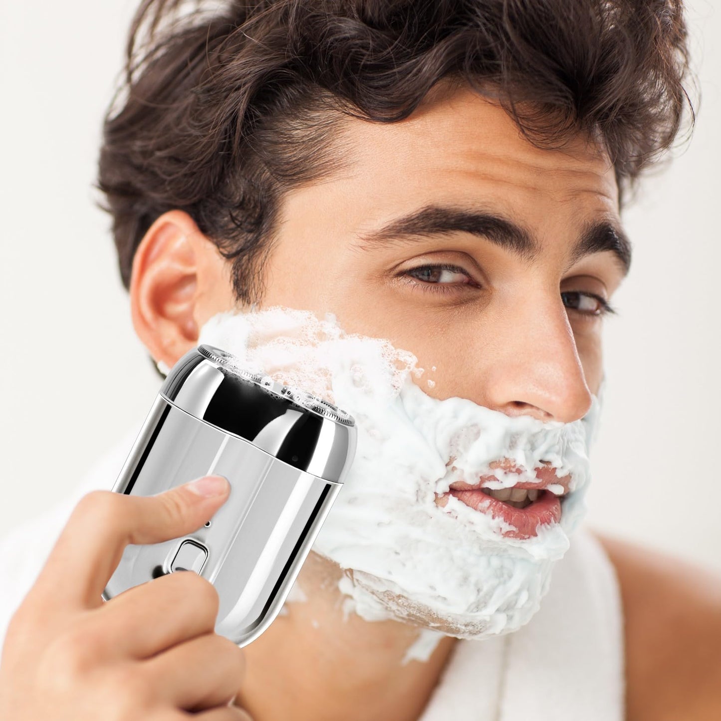 2026 New mini Electric Shaver for Men, Upgrade Pocket Dual Head Shaver, Portable Razor for Men, Rechargeable Waterproof Compact Travel Electric Razor, USB Close Battery shavers (Silver)