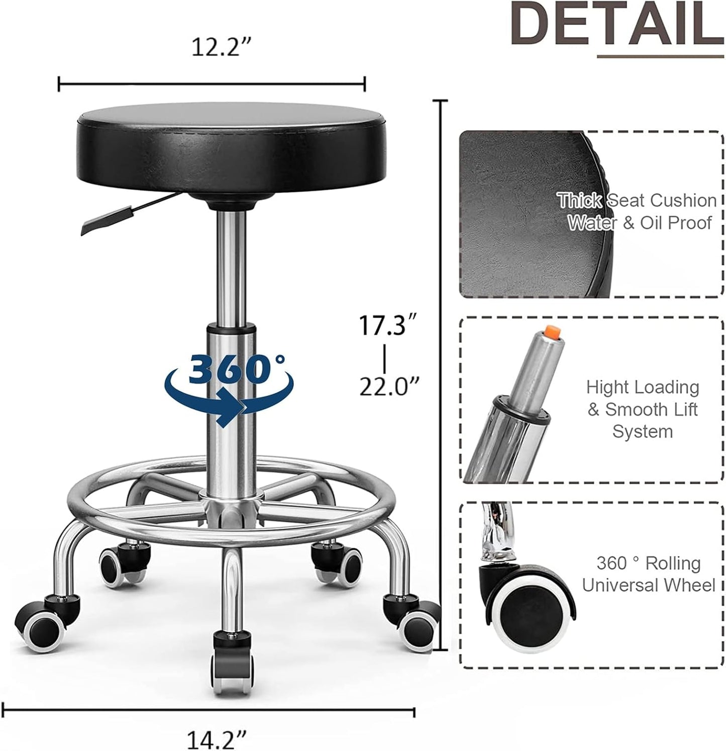 Electric Massage Table Bed - 3-Section Adjustable Therapy Table with Wheels & Stool | Black