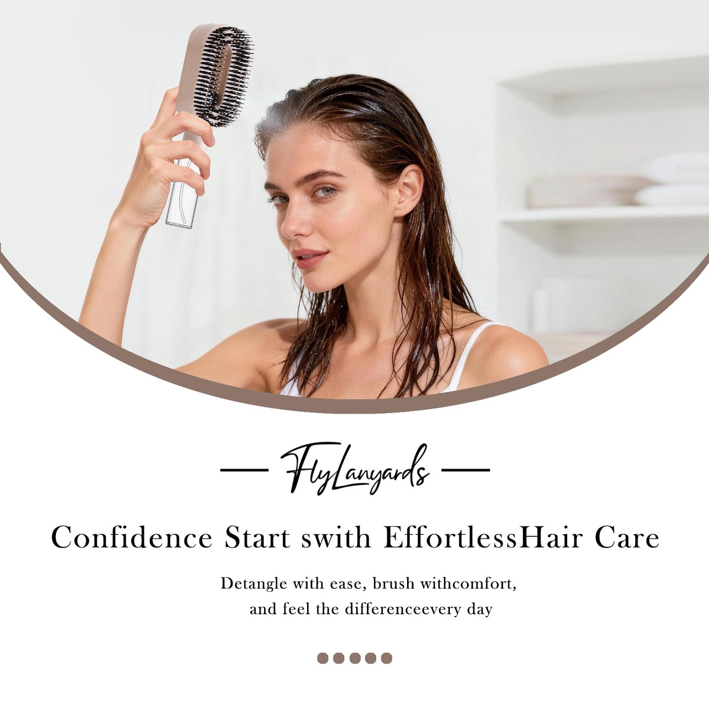 2-in-1 Manual Non-Electric Detangler Hair Brush with Built-In Mister Spray, Wet & Dry Detangling Brush for Curly, Wavy & Straight Hair, No-Tangle Anti-Frizz Brush,Reservoir 50ml.(Khaki)