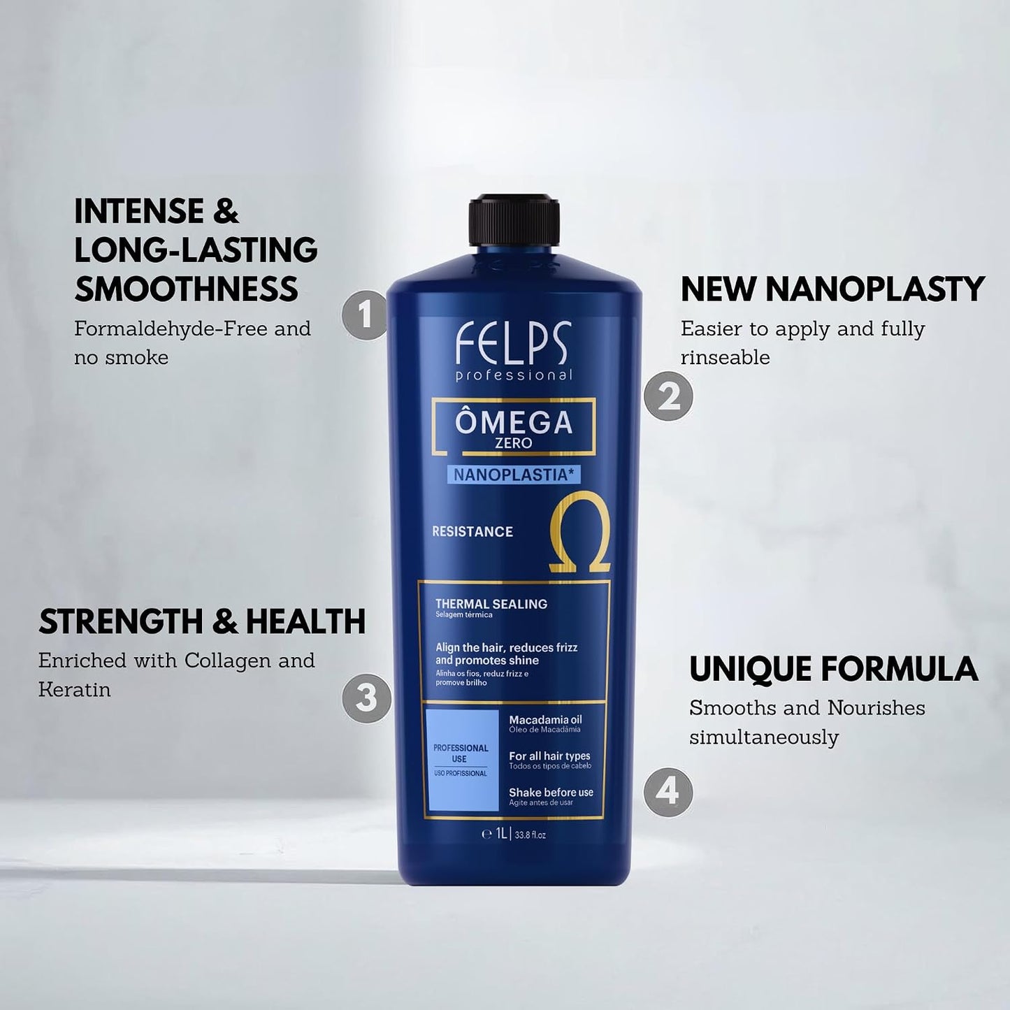Felps Professional Omega Zero Nanoplastia Treatment - 500ml | Thermal Sealing Hair Care