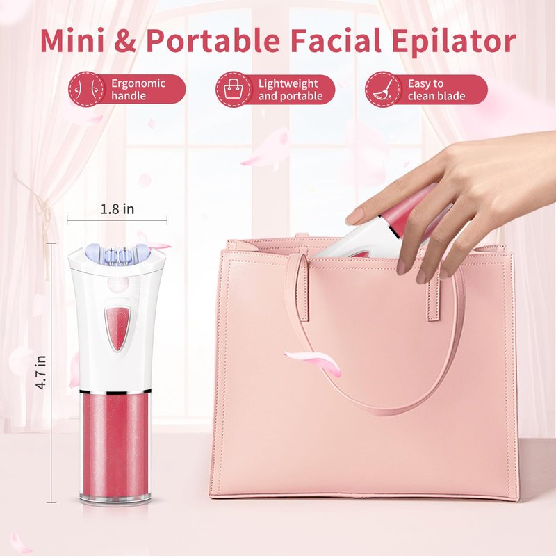 Facial Epilator for Women - 2026 Upgraded Cordless Hair Removal Device with LED Light - Painless Electric Tweezers - Face Epilator Hair Remover for Face/Chin/Lip/Arms/Legs/Bikini Line for Smooth Skin