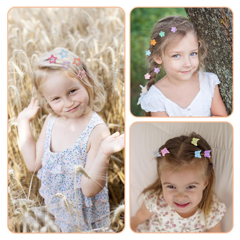 Colorful Mini Hair Clips - 120 Pcs Matte Claw Clips | Star, Flower & Butterfly Designs for Girls & Women