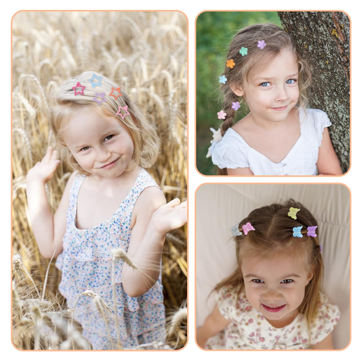 Colorful Mini Hair Clips - 120 Pcs Matte Claw Clips | Star, Flower & Butterfly Designs for Girls & Women