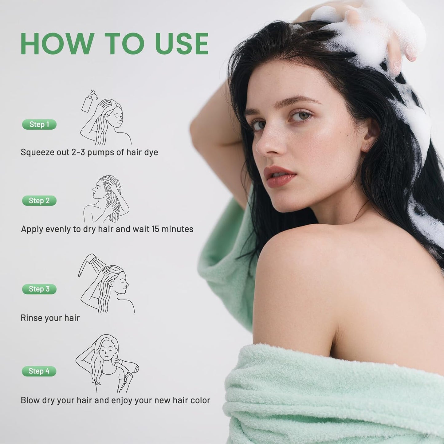 Natural Black Hair Dye Shampoo - 3 in 1 Herbal Formula for Men & Women | Grey Hair Coverage