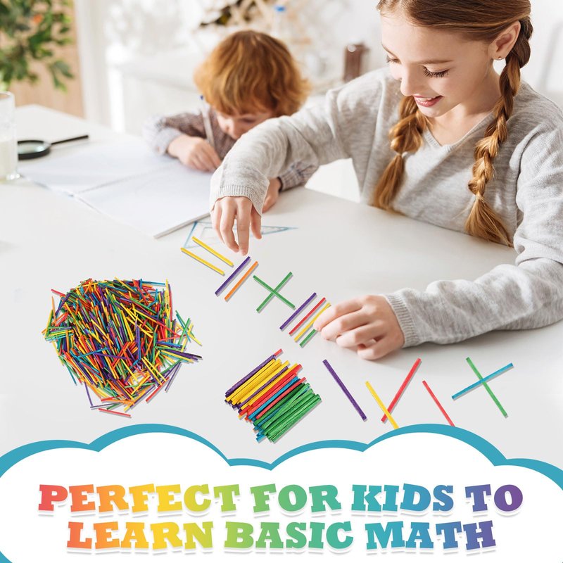 Geetery 1000 Pcs Colorful Craft Match Sticks 2 x 0.1 Inch Wooden Matchsticks DIY Matching Craft Match Sticks for Children Adult Crafting Art Making Kids Projects, 6 Colors