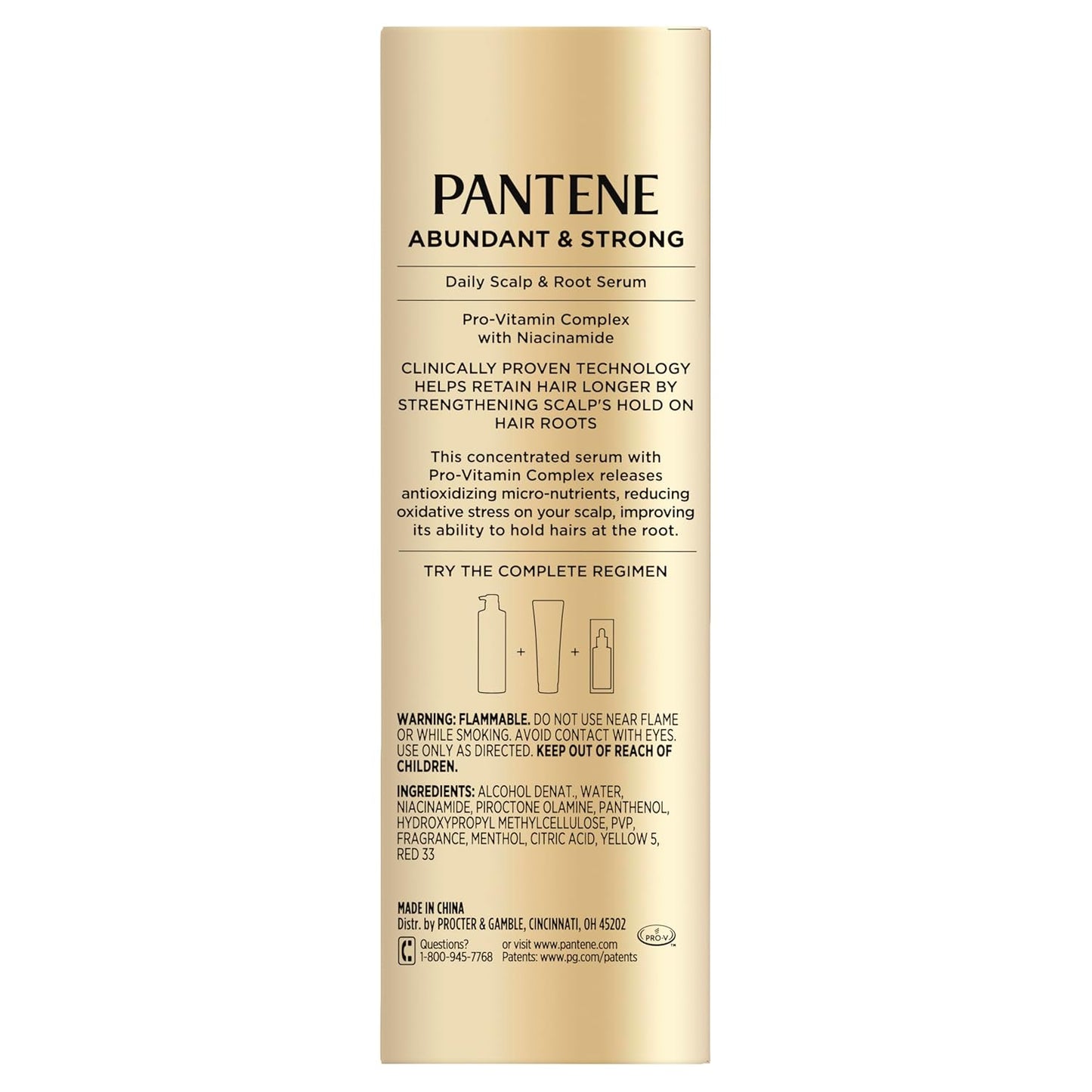 Pantene Abundant & Strong Hair Care Set | Shampoo, Conditioner & Serum for Thinning Hair - B5 Complex & Niacinamide, 3-Piece Regimen