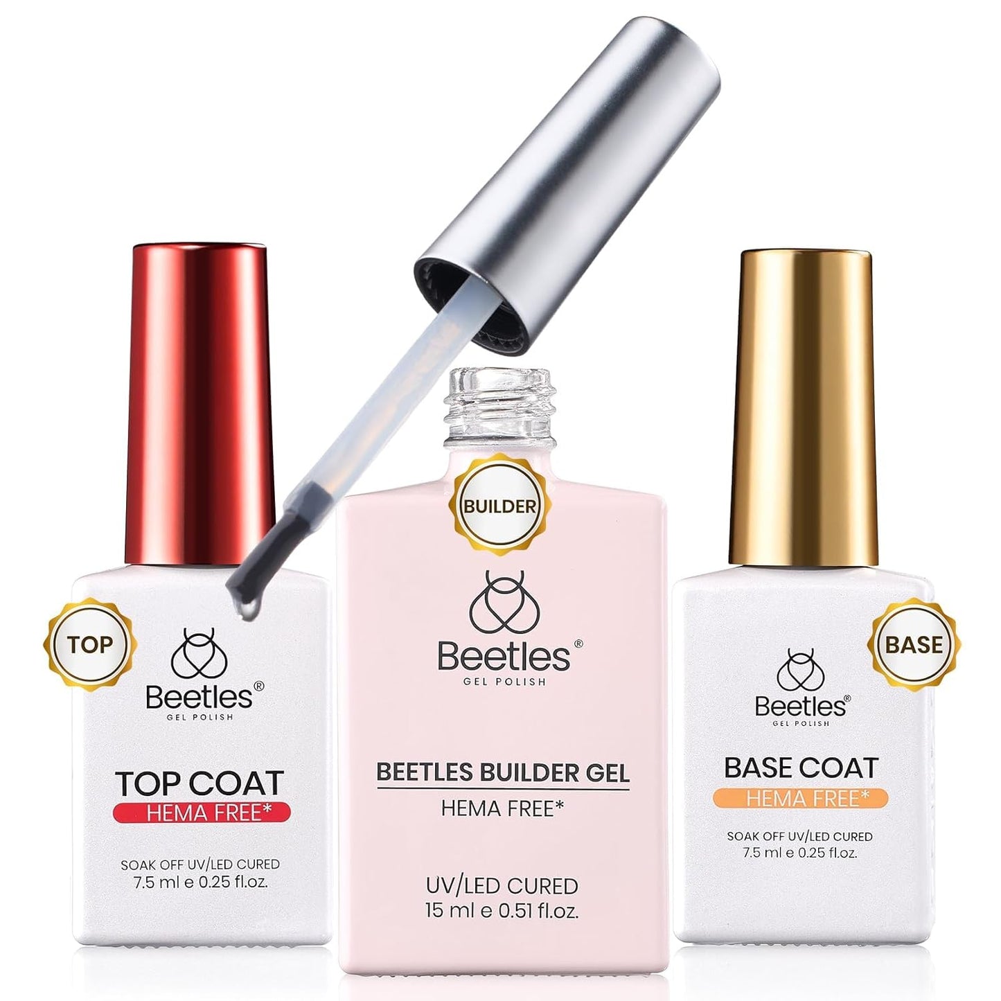 Beetles Builder Gel - Nail Strengthening Clear Gel Set | 3 Pcs for DIY Salon Use, Perfect for Beginners