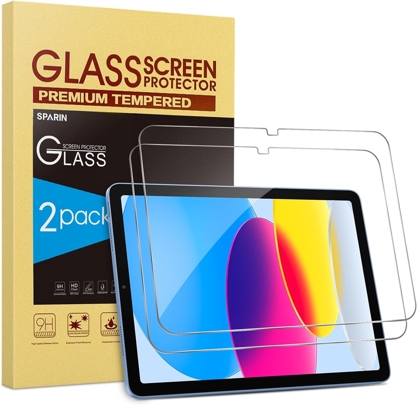 SPARIN iPad Screen Protector - 2 Pack Tempered Glass for 11 Inch & 10.9 Inch | Case Friendly, Anti-Scratch, Touch Sensitive